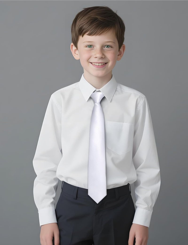 Ailisus Store Boys Tie Solid Color Silk Satin Pre-tied Kids Necktie for Age 8-12 Adjustable Formal Wedding School Graduation - Image 2